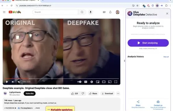 Ekstensi Chrome gratis, deteksi deepfake, suara palsu, teknologi AI, panggilan suara, ancaman disinformasi, pengawasan Hiya, keaslian audio, pemilihan umum, keamanan digital.